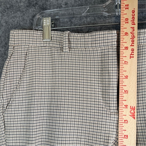 THEORY Treeca Pants Check Viscose Slim Cropped Mid Rise Yellow Plaid Size 6 - Picture 7 of 12